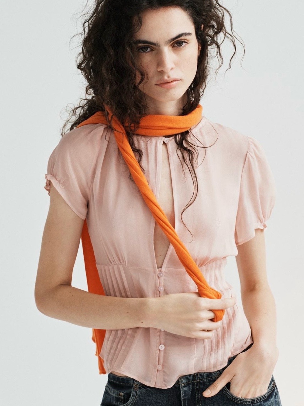BNWT Zara Blush Pink Georgette Top